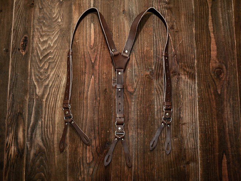 HEYOU Handmade – Worker Style Leather Suspender - Other - Genuine Leather Brown