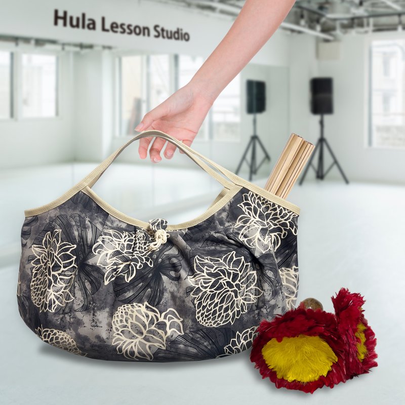 Hawaiian_Ohanabag/フラレッスン用バッグ【ノエラニ】 - 側背包/斜背包 - 棉．麻 灰色