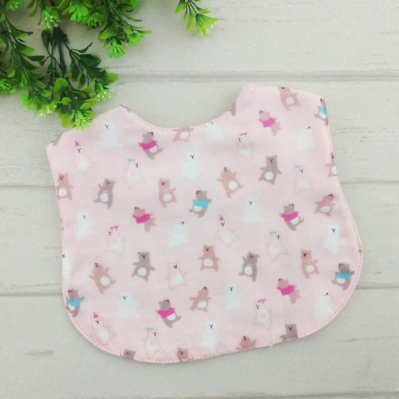 Double-sided optional cloth. Japanese six-fold yarn bib (can be increased by 40 embroidery name) - Bibs - Cotton & Hemp Pink