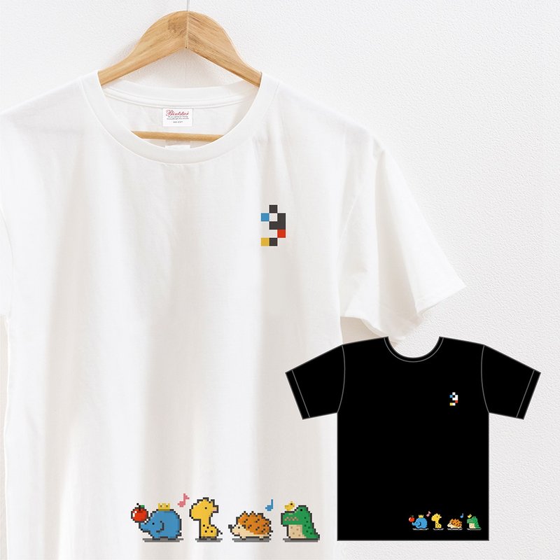 Walking pixel art T-shirt - เสื้อยืดผู้หญิง - ผ้าฝ้าย/ผ้าลินิน ขาว