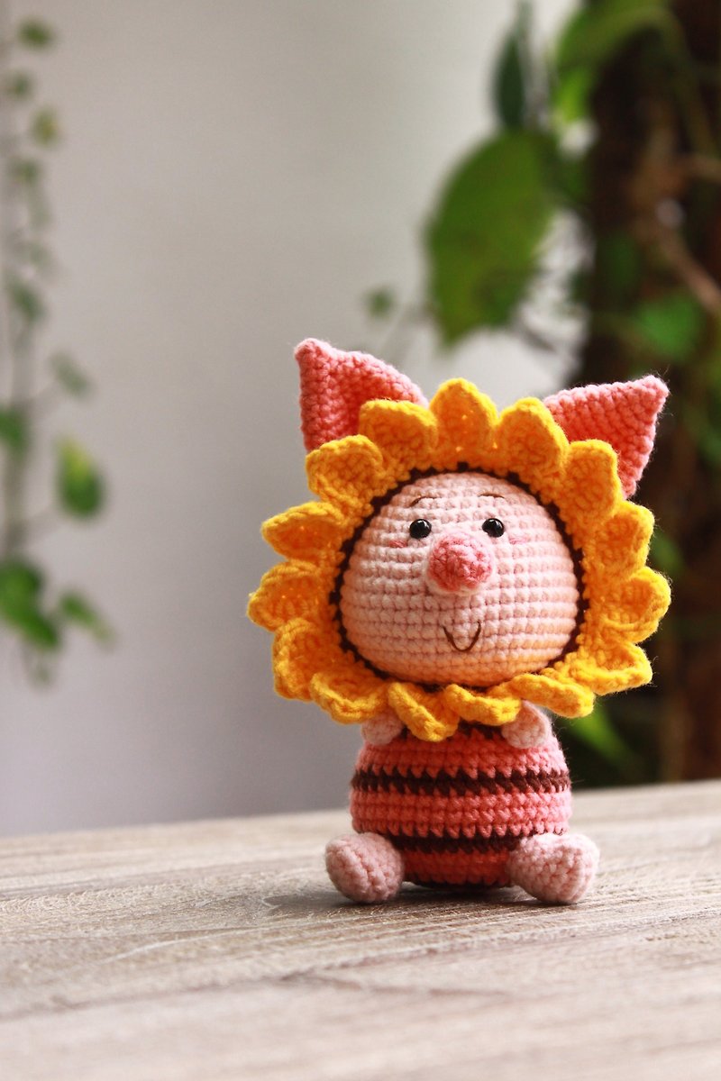 Piglet Amigurumi | Crochet Stuffed Animal | Handmade Knitted Plush | Pink Piggy - Stuffed Dolls & Figurines - Cotton & Hemp Pink