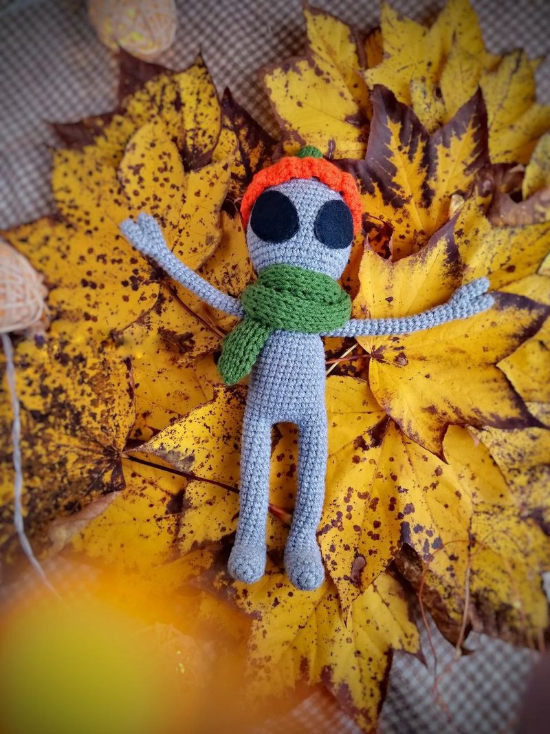 Gray alien doll, Alien Shaped Plush Toy, Soft Cartoon Stuffed Doll For Kids - 公仔/玩偶 - 棉．麻 灰色
