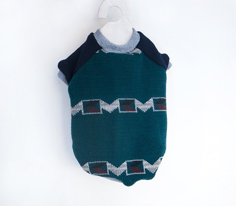 【學院預科生】For Dear毛小孩的冬日學院風針織毛衣 - 寵物衣服 - 棉．麻 綠色