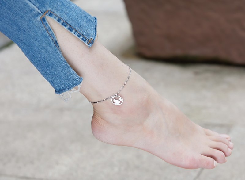 Allergy free - stamp on my heart anklet - squirrel - Anklets & Ankle Bracelets - Stainless Steel Silver