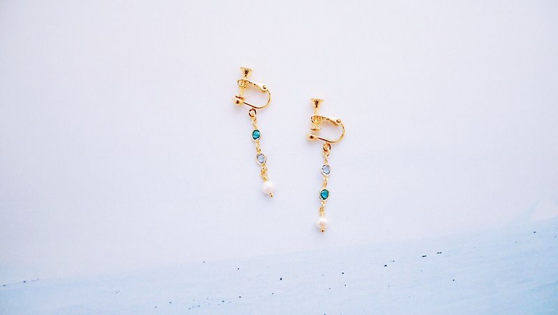 Neon-Earrings--Blue Swarovski Crystal Embellished Pearl Earrings - Earrings & Clip-ons - Other Metals Blue