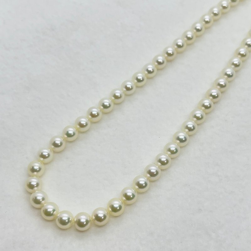 Pearl Necklace Akoya Pearls 7-7.5mm Japan Earrings or earrings set available - Necklaces - Pearl White