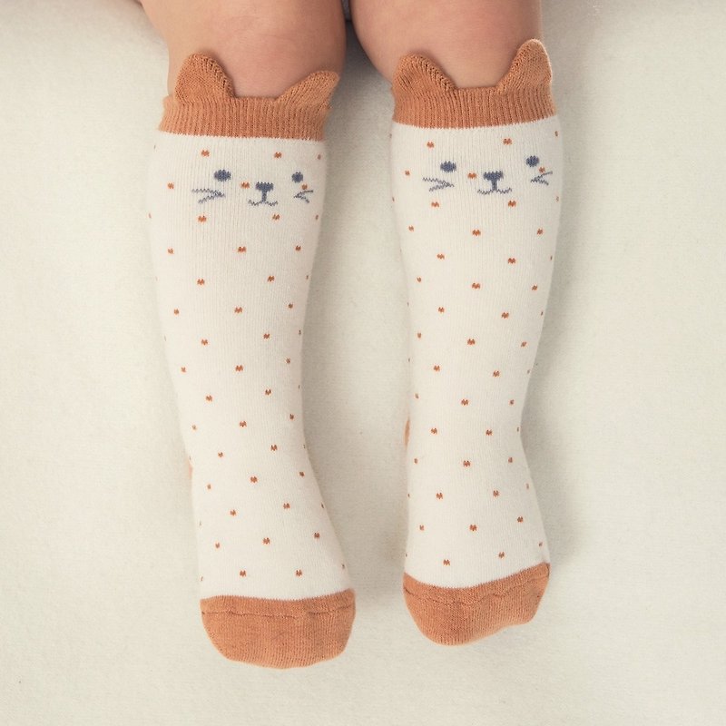 Happy Prince Rumi嬰童及膝襪 韓國製 - 嬰兒襪子 - 棉．麻 橘色