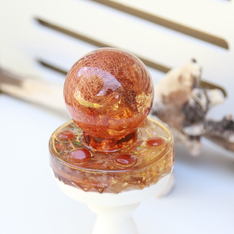 奧根海琥珀晶球座 - 擺飾/家飾品 - 水晶 橘色