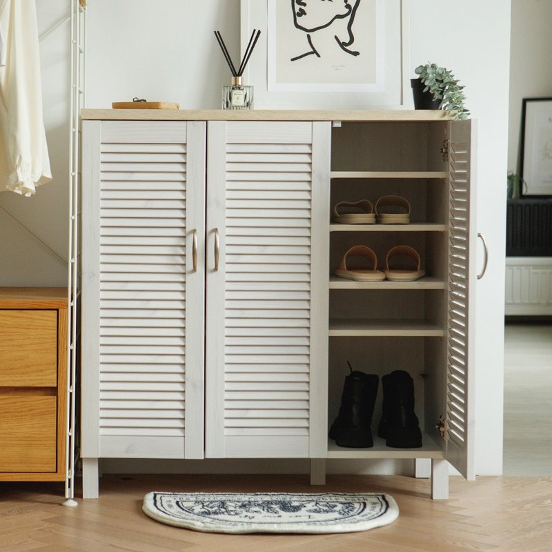 WOORI wooden louver three-door shoe cabinet - ตู้เสื้อผ้า - วัสดุอื่นๆ 