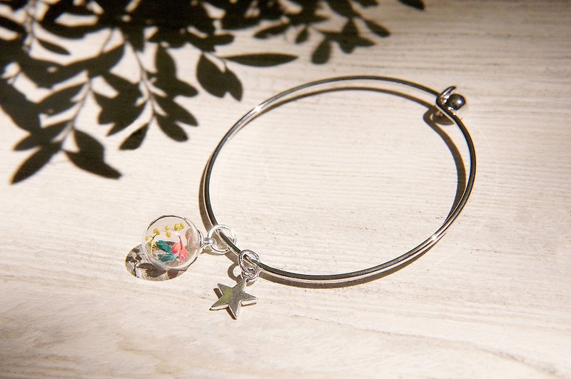 Valentine's Day Gift / Forest Department / British Geometric Design Glass Ball Silver Bracelet Bracelet Bracelet-Three Color Flowers + Stars - Bracelets - Glass Silver