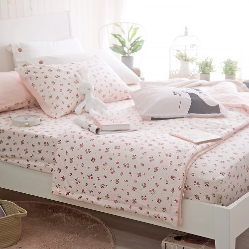 OLIVIA 原創設計寢具 【OLIVIA 】玫瑰園 雙層紗 床包枕套/床包被套四件組