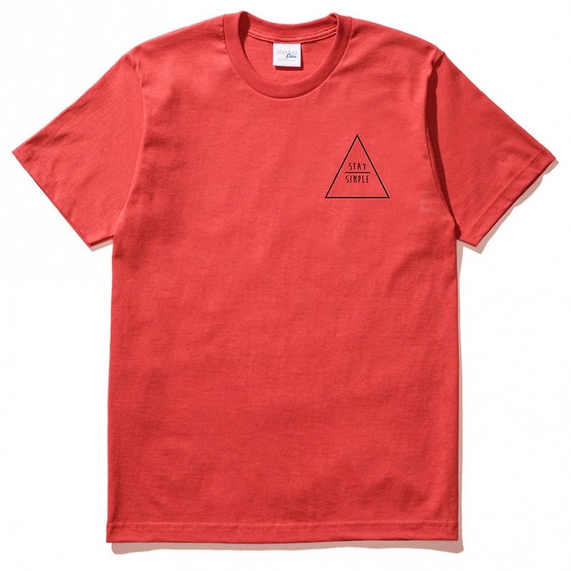 Pocket STAY SIMPLE Triangle red t shirt - เสื้อยืดผู้ชาย - ผ้าฝ้าย/ผ้าลินิน สีแดง