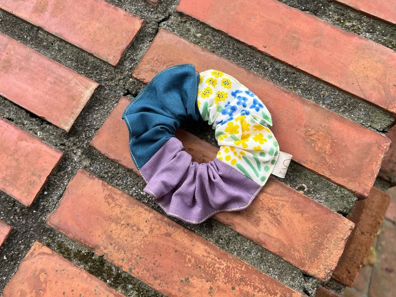 拼接荷葉髮圈 / 甜甜圈髮圈 / 白日系花草 - 髮夾/髮圈 - 棉．麻 多色