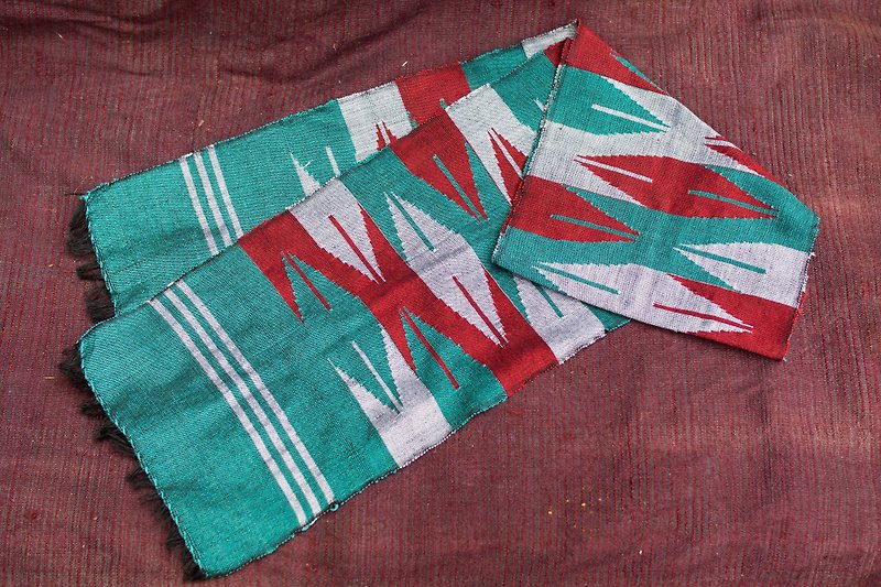 EARTH.er │FAIR TRADE product Nepali "DHAKA" SCARF #01│ - Scarves - Cotton & Hemp Red