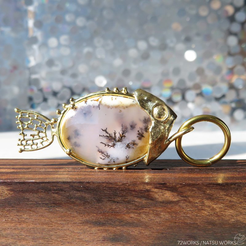 デンドリティックオパール フィッシュ チャーム / Dendritic Opal Fish charms - 吊飾/掛飾 - 寶石 白色