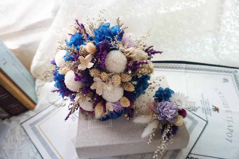 Happy Flower Marriage-No withered flowers mixed dry bouquets ping pong chrysanthemum blue purple*exchange gifts*Valentine's day*wedding*birthday gifts - Plants - Plants & Flowers Blue