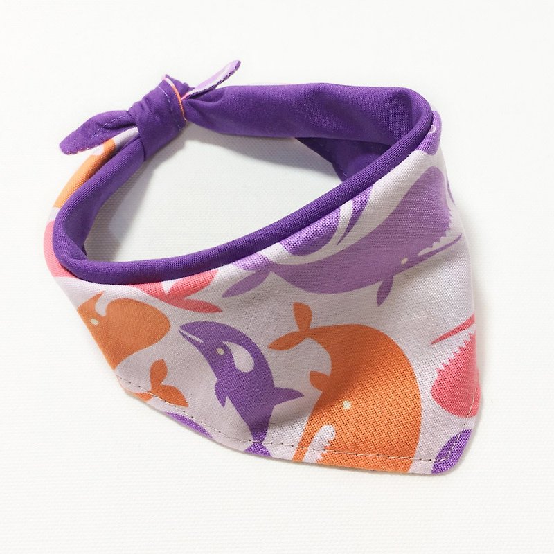 狗狗專屬名領巾-客製化(小型犬)-海豚 - 貓狗頸圈/牽繩 - 棉．麻 紫色