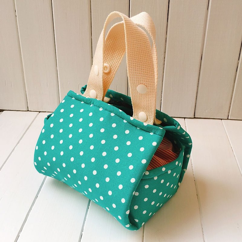 WaWuStyle Furoshiki-like Lunch Bag - กระเป๋าถือ - ผ้าฝ้าย/ผ้าลินิน สีเขียว