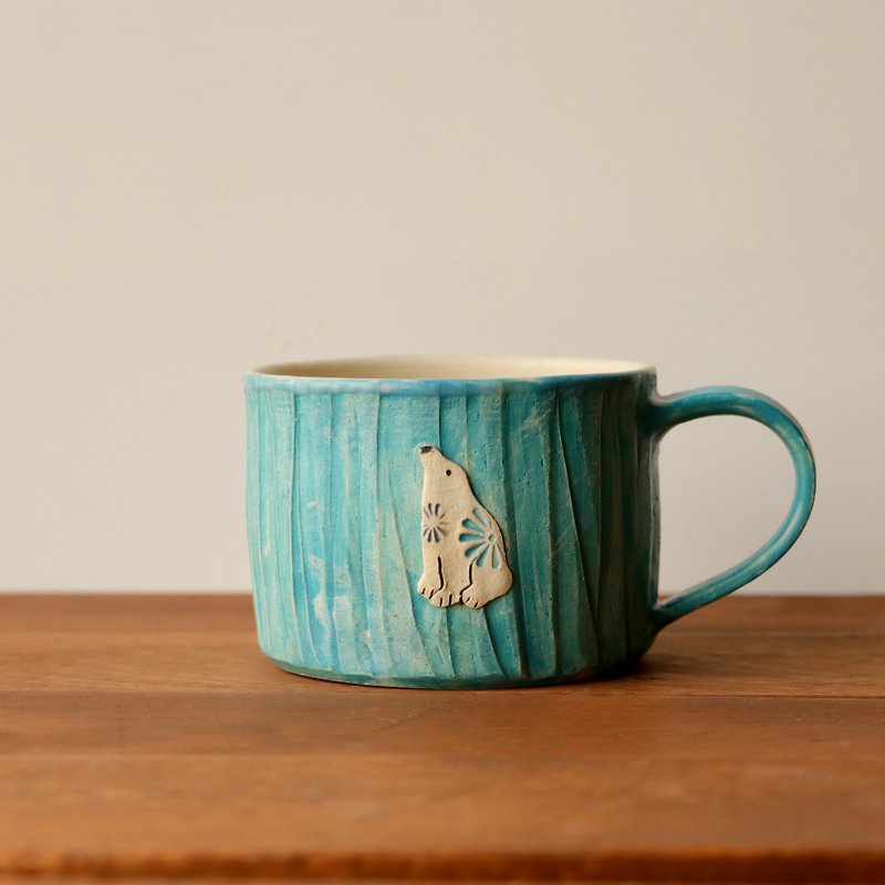 polar bear mug  シロクママグ - グラス・コップ - 陶器 ブルー