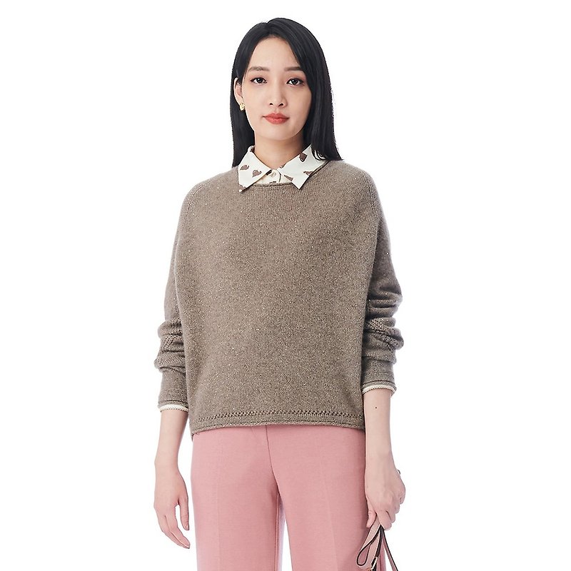 KeyWear Cashmere crew neck knitted sweater-Shenmi-0DB05251 - Women's Sweaters - Wool Khaki