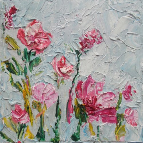 油絵ポットとバラ 油絵ポットとバラ 油絵ポットとバラ