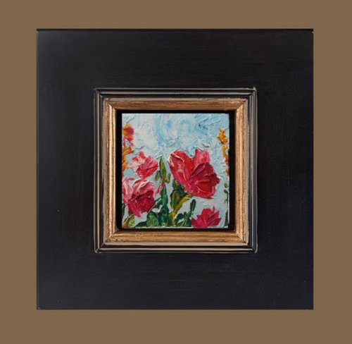 油絵ポットとバラ 油絵ポットとバラ 油絵ポットとバラ