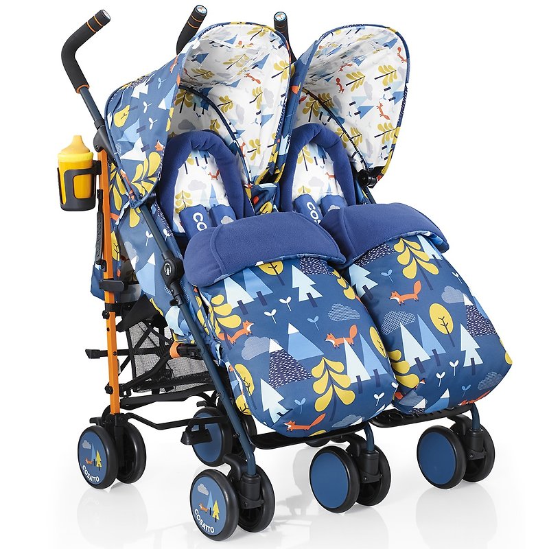 British Cosatto Supa Dupa Double Stroller - Fox Tale - Strollers - Other Materials Blue