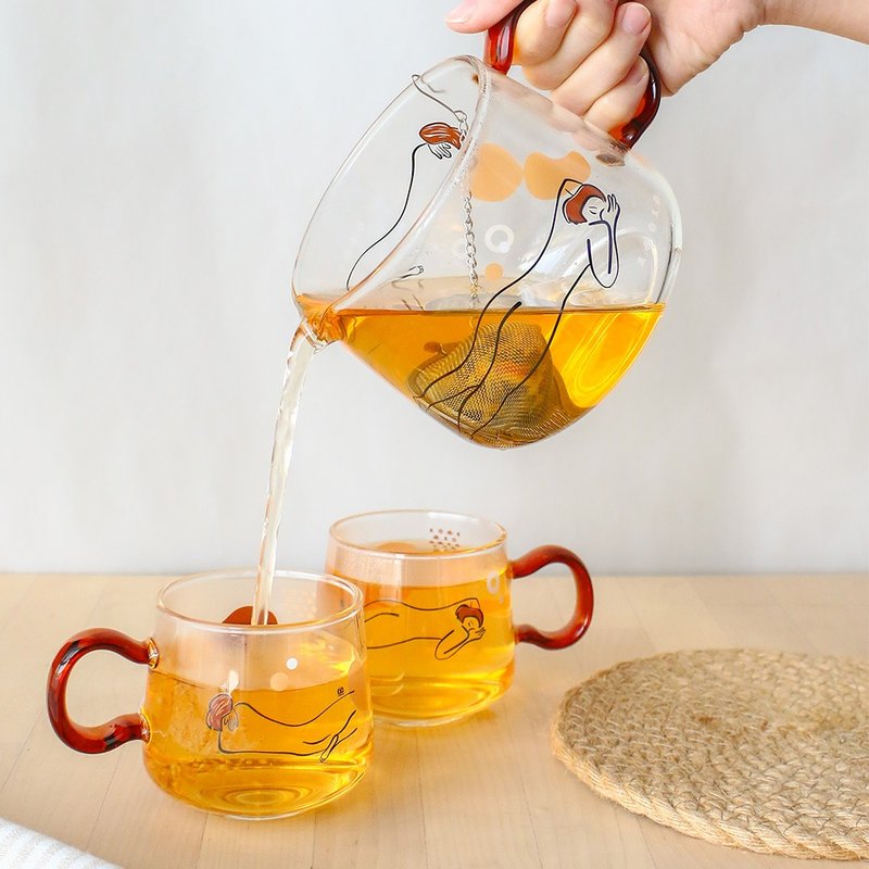 常玉/雙人像-玻璃壺杯組 - 茶壺/茶杯/茶具 - 玻璃 透明