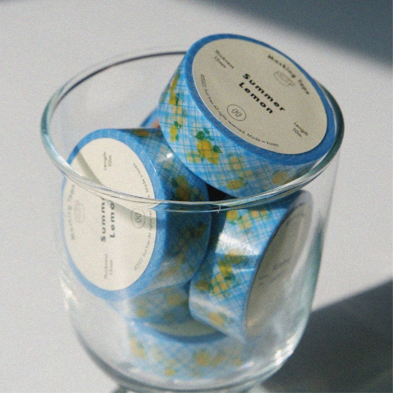 Summer Lemon Masking Tape - มาสกิ้งเทป - กระดาษ สีน้ำเงิน