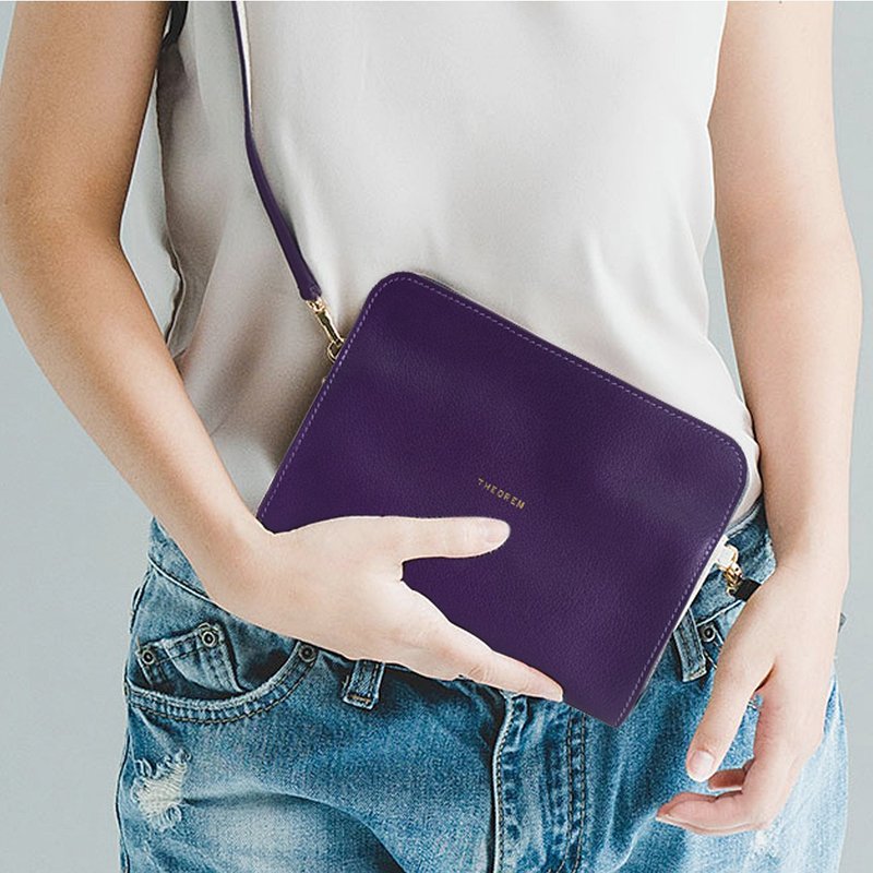 Oval Clutch & crossbody bag 小巧真皮斜背包  Ultra Violet - กระเป๋าถือ - หนังแท้ สีม่วง