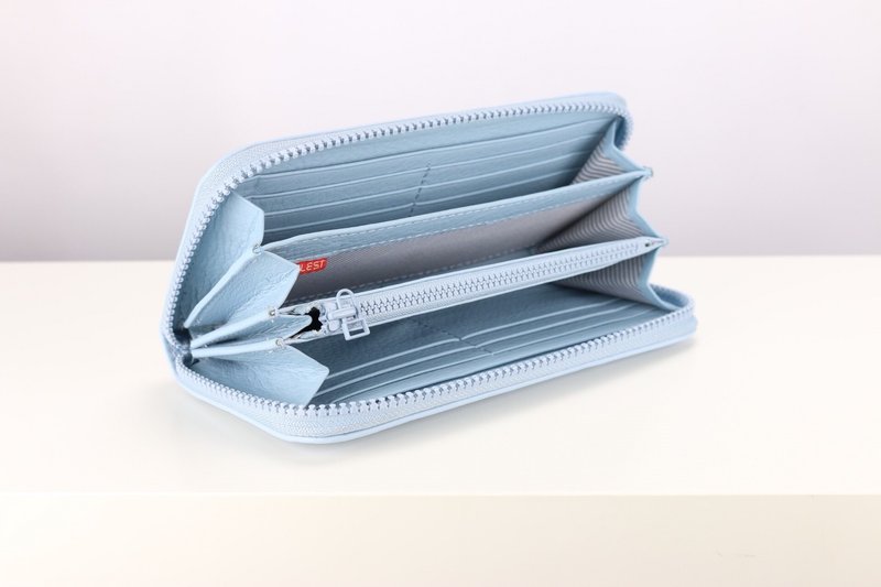 Z012 Zipper Wallet - Sky Blue - Genuine leather - 錢包/皮夾/長短夾 - 真皮 藍色