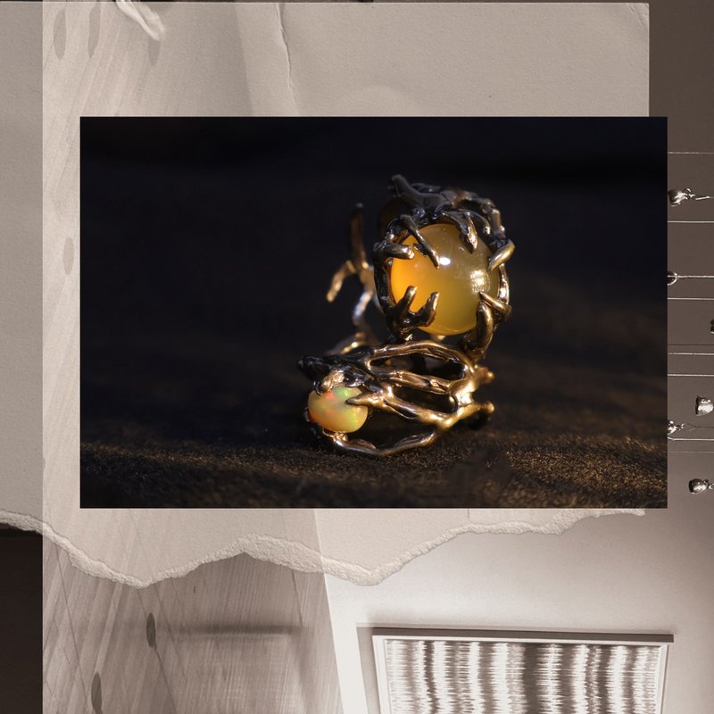 爪與鏡  黃銅系列戒指 - 戒指 - 銅/黃銅 黃色