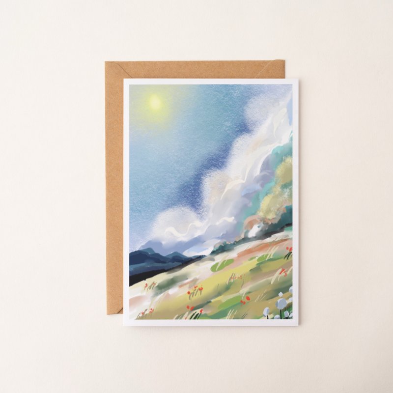 手描き風景イラストカード、多目的カード、誕生日カード、感謝カード、アートカード、グリーティングカード、抽象 - はがき・メッセージカード - 紙 多色