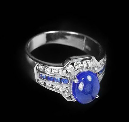 homejewgem 2.7 Natural blue sapphier ring silver sterling ring wedding size 7.0 free resize