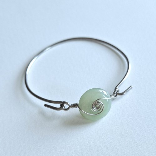 翡翠百貨 jade store handmade × 天然緬甸翡翠平安扣 × 不銹鋼手鈪手鐲貴妃鐲 B