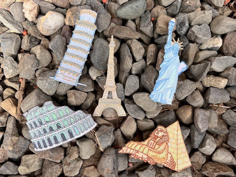 Embroidery Stickers | World Attractions - America, Italy, France, Egypt | - Other - Thread Multicolor