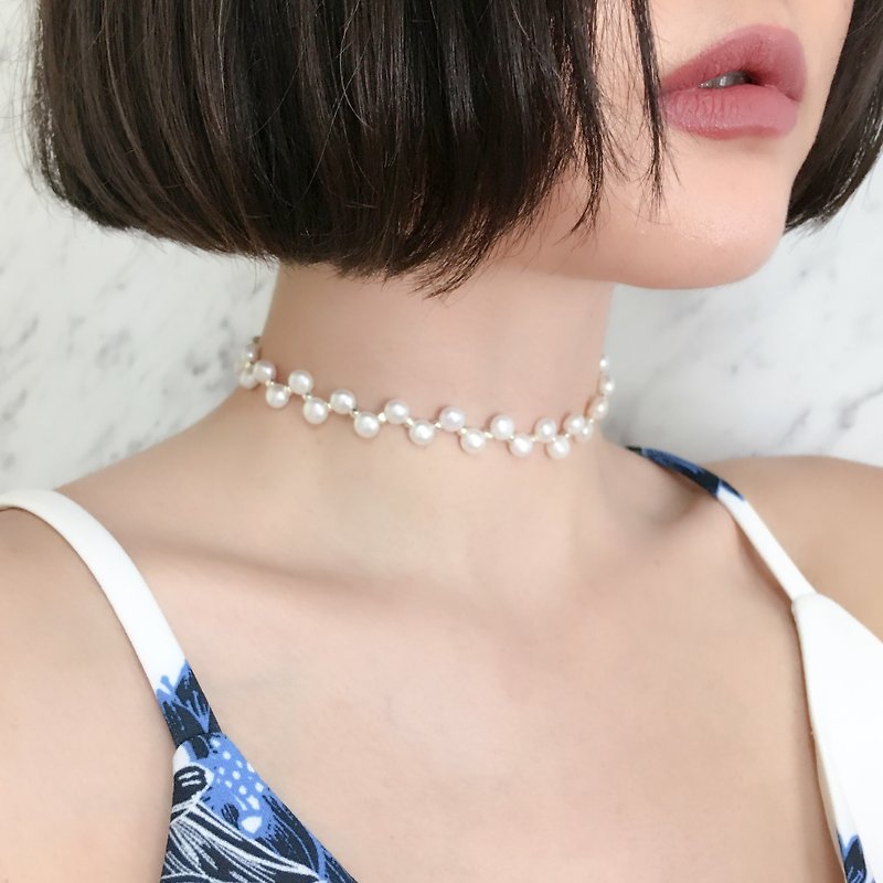 Silver / Freshwater Pearl Constellation / Pearl Choker Necklace SV147SWH