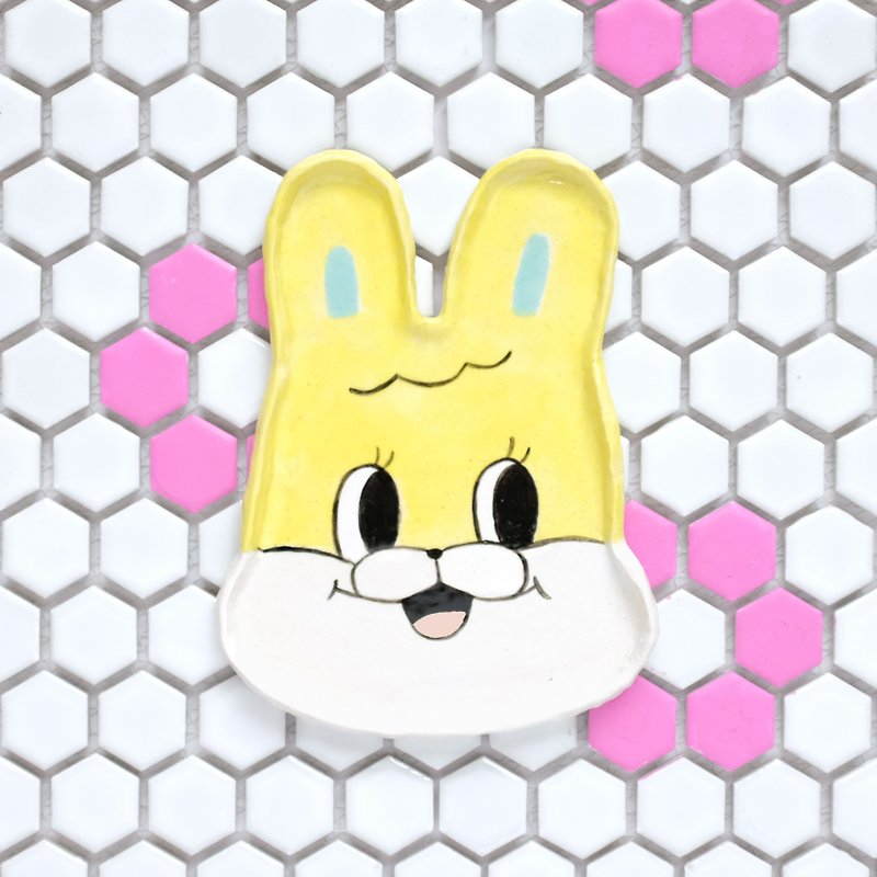 兔兔造型淺盤 - 小碟/醬油碟 - 陶 黃色