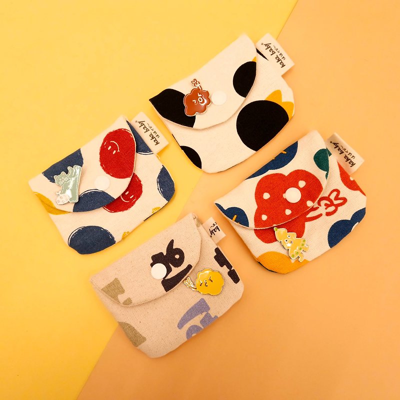 【hahababy】Single-button small coin purse + badge/badge-limited combination - Coin Purses - Cotton & Hemp Multicolor