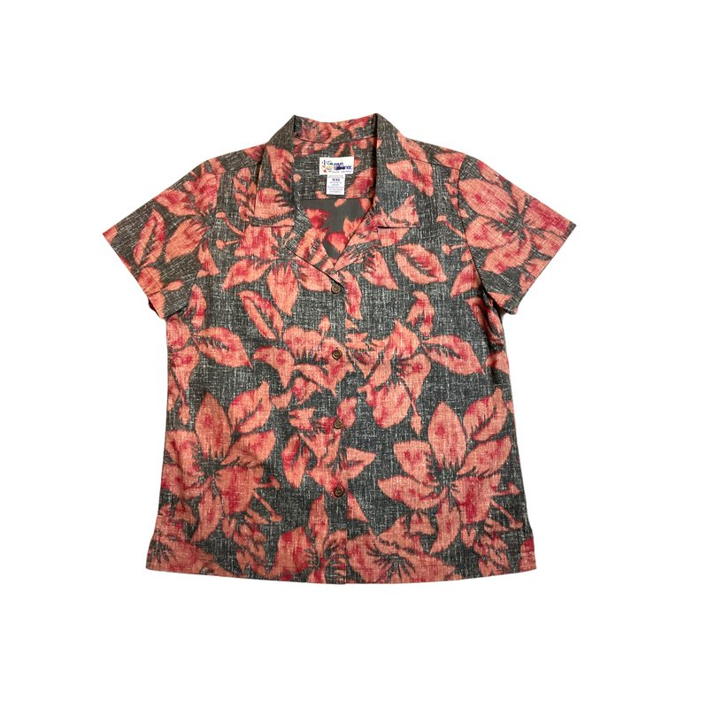 古著90s Reyon Spooner反面布紅花夏威夷襯衫 - 男襯衫/休閒襯衫 - 其他材質 多色