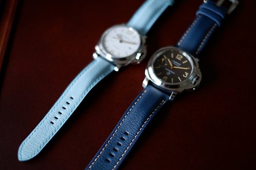 Isaac手工錶帶 海軍藍山羊皮 Isaac手工錶帶 訂製錶帶 客製錶帶 沛納海錶帶