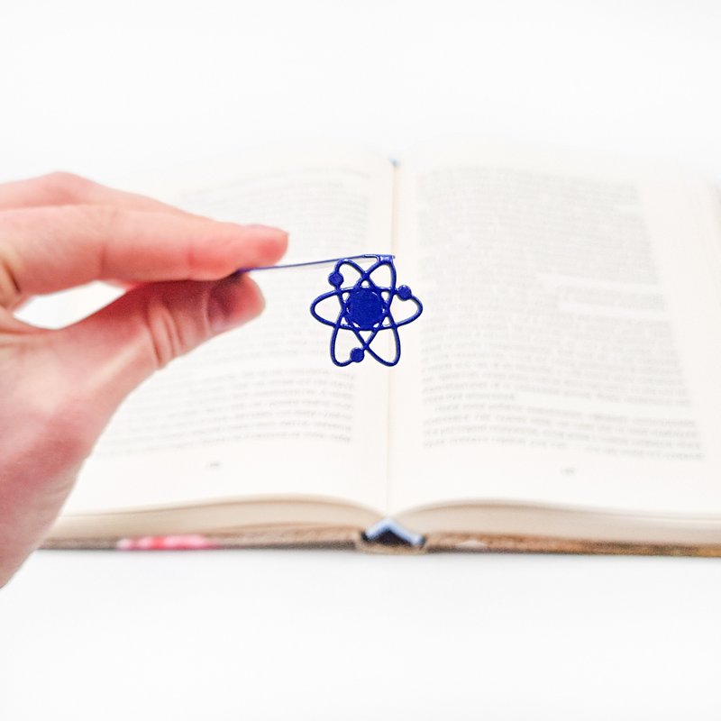 Atom Bookmark, Small Bookish Gift for Science Lover. - Bookmarks - Other Metals Blue