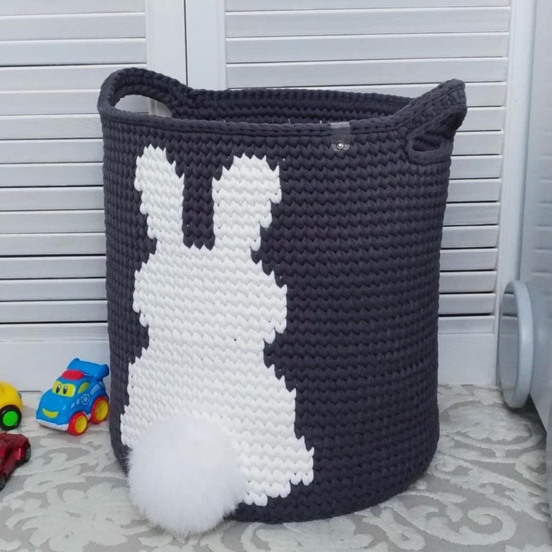 Kids handmade bunny toys basket - Other - Cotton & Hemp Multicolor