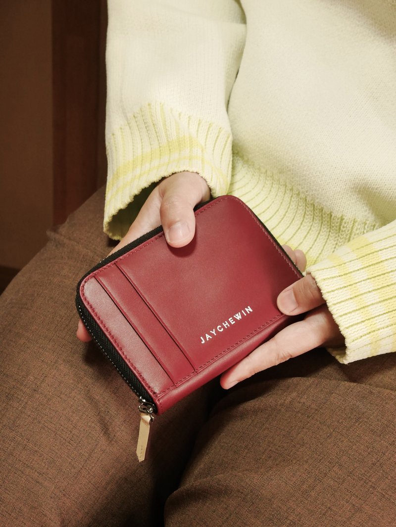 短夾 Flat Wallet ProMax - Burgundy Red Nappa Leather 真皮 - 錢包/皮夾/長短夾 - 真皮 紅色