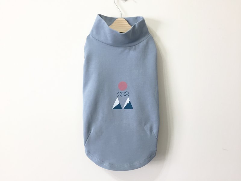 【Silk Printed Pet Clothes】Gray blue inner long sleeves - Clothing & Accessories - Cotton & Hemp Blue