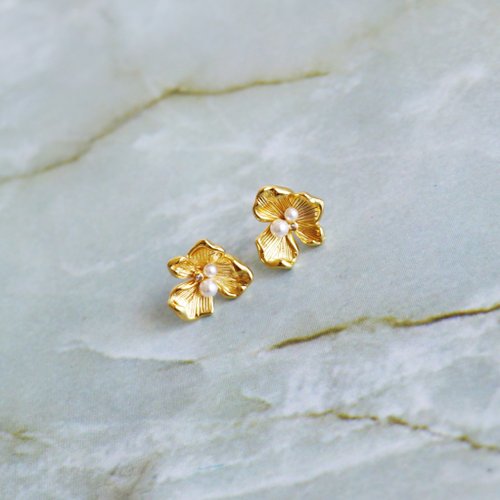 PHOEBE JEWELRY 法式金色鳶尾花耳環