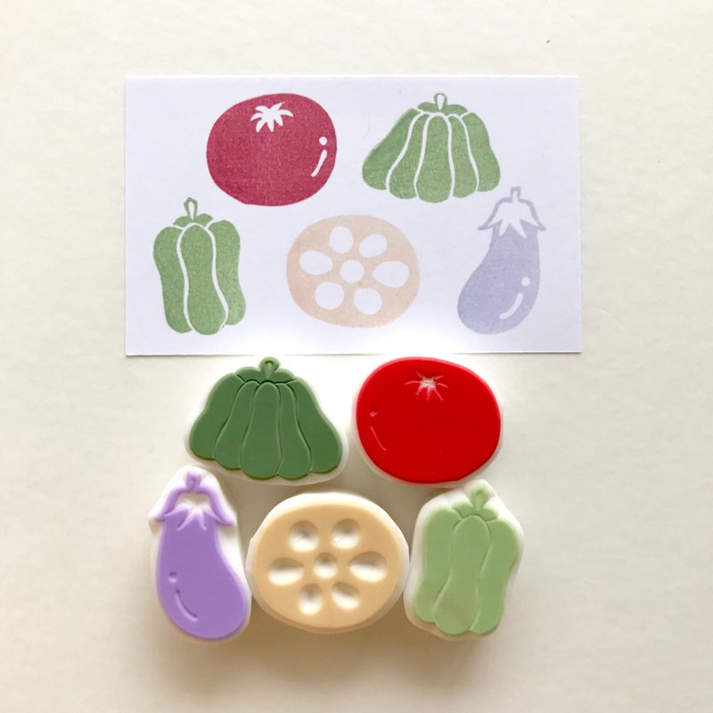 夏のお野菜はんこ - 印章/印台 - 橡膠 綠色
