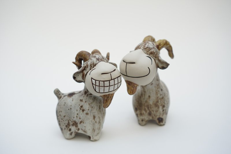 Pair Of Ceramic Goat Figurines, Ceramic , Handmade Shop stuckwithclay