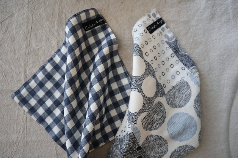 Double yarn handkerchief (blue / white grid sold) - ผ้าเช็ดหน้า - ผ้าฝ้าย/ผ้าลินิน 