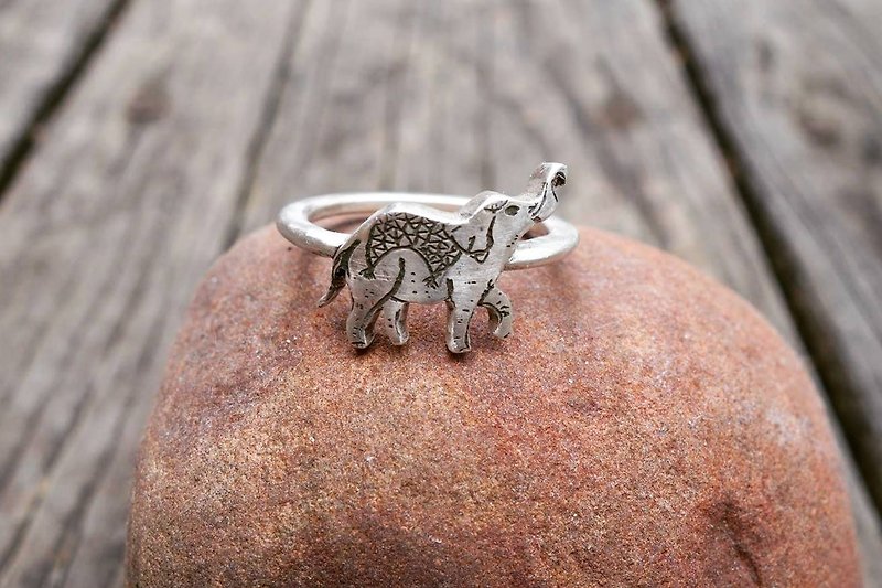 Indian elephant ring sterling silver - แหวนทั่วไป - โลหะ 